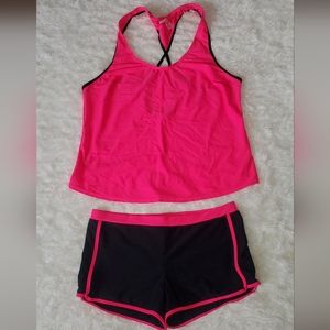 NWOT- Hot Pink & Black Workout Set, Size XL